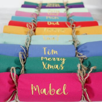 Sustainable Fabric Christmas Cracker Personalised Name, 4 of 8