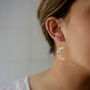 Crescent Moon Flower Gold Plated Earrings, thumbnail 2 of 9