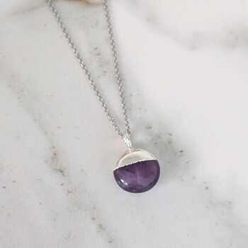 The Orb Amethyst February Birthstone Necklace, Silver, 4 of 7