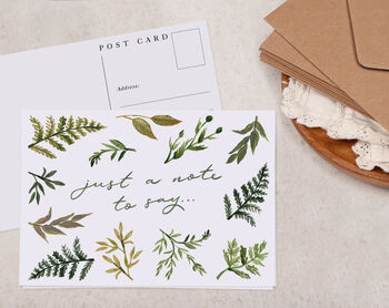 Botanical Ferns Just A Note To Say A6 Postcard Pack, 3 of 3