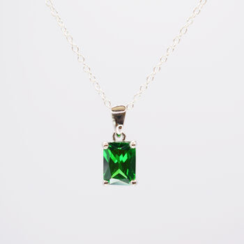 925 Silver Green Cubic Zirconia Necklace, 2 of 4
