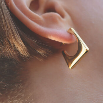 Square Earrings For Women Geometric Design 18ct Gold, 5 of 8