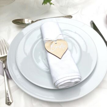 Wooden Heart Place Card Setting Personalised Favour, 10 of 12