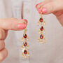 Garnet Seed Pearl Gold Plated Silver Long Drop Earrings, thumbnail 6 of 12