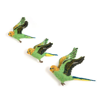 Flying Green Budgie Trio, 2 of 4