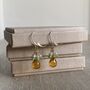 Bright Gold Earrings With Citrine And Peridot Gemstones, thumbnail 1 of 3