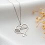 Heart Shaped Tenins Racket Necklace With Name, thumbnail 1 of 8