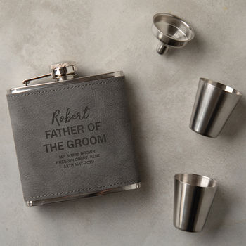 Personalised Father Of The Groom Hip Flask Gift Set, 4 of 7