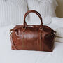 Leather Holdall Bag, Brown, thumbnail 1 of 6