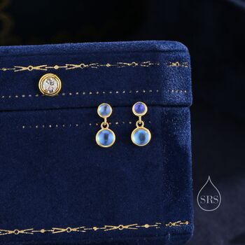 Sterling Silver Double Moonstone Dangle Earrings, 3 of 12