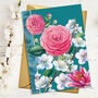 All Occasions Pink Flowers Card With Gold Detail, thumbnail 1 of 3