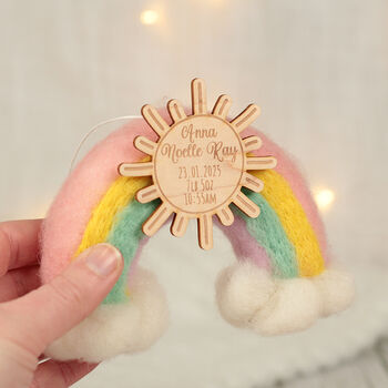 Personalised Felt Rainbow New Baby Ornament Gift, 3 of 3