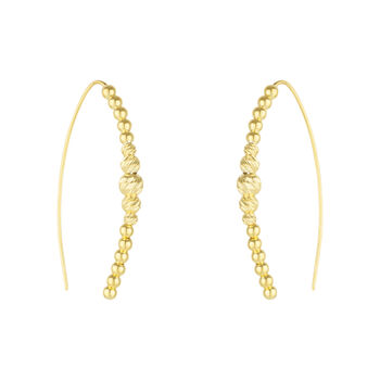 Beaded Pull Through Sterling Silver Earrings Gold, 2 of 5