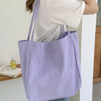 Extra Large Pastel Canvas Shoulder Tote Bag For School, 3 of 9