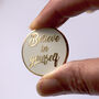 Believe In Yourself White And Gold Enamel Pin, thumbnail 4 of 8