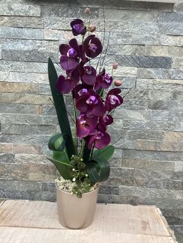 Purple Artificial Silk Orfid Flower Arrangement Mothers Day Gift, 5 of 6
