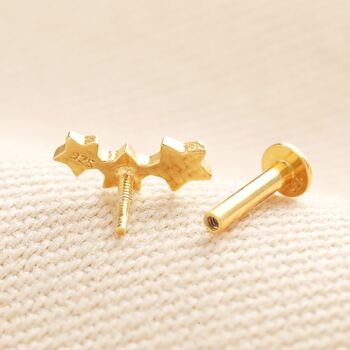 Sterling Silver Triple Star Piercing Earring, 2 of 4
