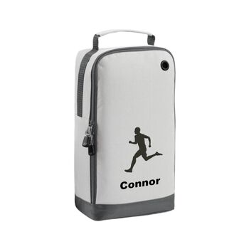 Running Shoe Bag Embroidered With Male Figure And Personalised Name, 9 of 10