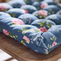 Set Of Two Briarfield Navy Floral Seat Pads With Ties, thumbnail 3 of 6