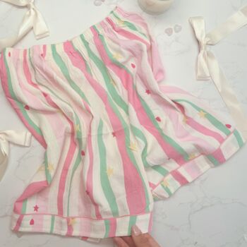 Christmas Pyjama Gift Set – Striped Pastel Pjs And Eye Mask – Ideal For Her And Teens, 5 of 10