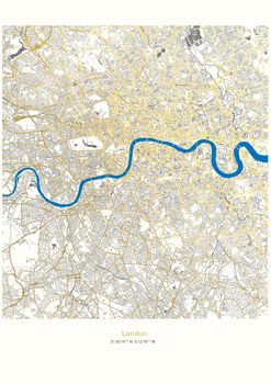 Set Of Three London Metallic Map Gold Streets, 4 of 5