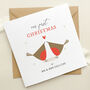 Personalised Our First Christmas As A Married Couple Card: Robins With Red Heart Design, thumbnail 4 of 5