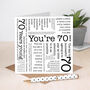 70th Birthday Card, You're 70 Quotes, thumbnail 1 of 3