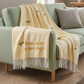 Personalised Lemon Fruits Lightweight Embroidered Throw, 5 of 6
