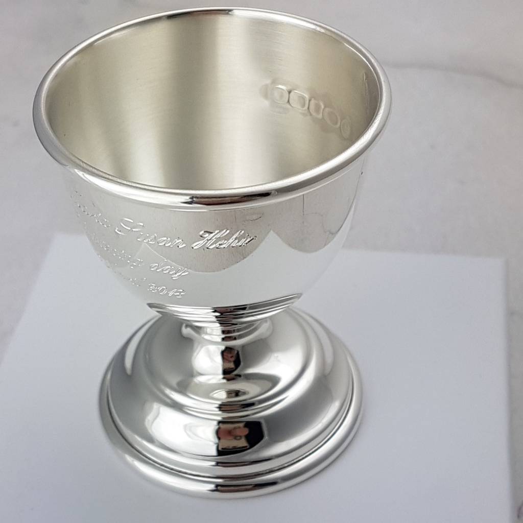 Personalised Christening Silver Egg Cup, 1 of 4