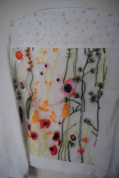 Floral Bridal Jacket With Pearls, 5 of 6