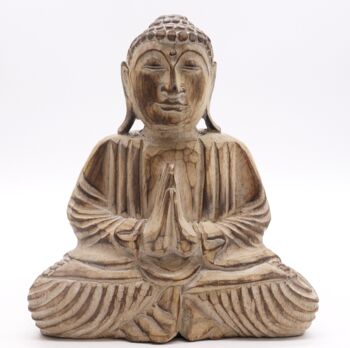 Artisan Carved Wooden Buddha Statue Set, 4 of 6
