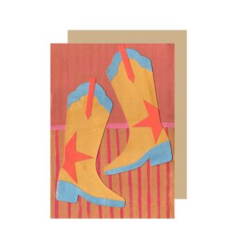 Mustard Cowboy Boots Greetings Card, 2 of 2