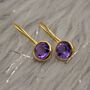 Purple Amethyst Gold Earrings, thumbnail 1 of 6