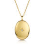 Large 18 K Gold Plated Oval Locket With Clear Crystal, thumbnail 1 of 7