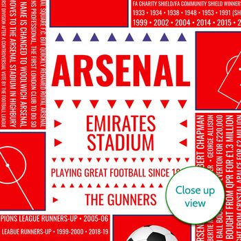 Personalised Arsenal Football Print, 2 of 6