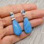 Howlite, Blue Topaz Earrings, Silver Drop Earrings, thumbnail 5 of 7