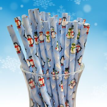 Christmas Paper Straws, Penguins And Snowmen Design, 2 of 4