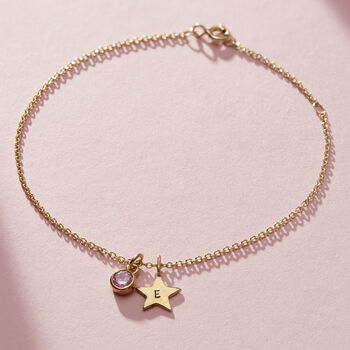 Birthstone And Initial Star Charm Bracelet, 2 of 8
