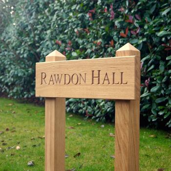Premium Engraved Oak Free Standing House Sign, 2 of 4