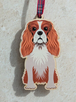 King Charles Spaniel Hanging Wooden Christmas Decoration, 7 of 7