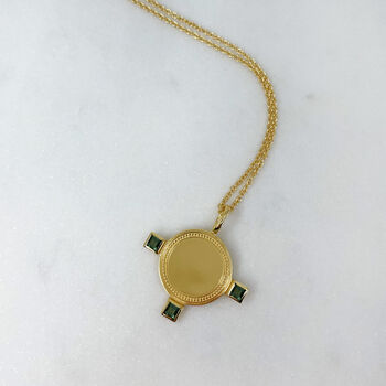 Gold Vermeil Sofia Tourmaline Coin Necklace, 2 of 5