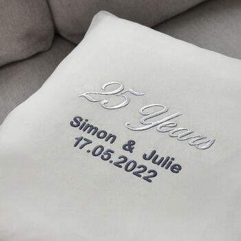 Personalised Silver Anniversary Embroidered Cushion, 7 of 10