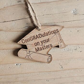 'Congradulations On Your Masters' Decoration And Card, 2 of 2