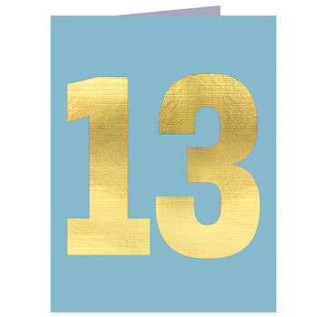 Mini Gold Foiled Number Thirteen Card, 2 of 5