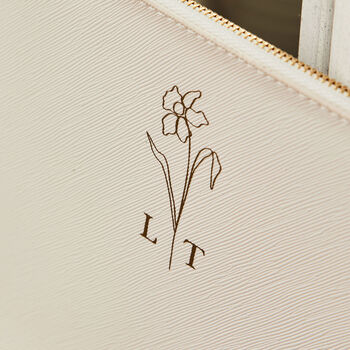 Personalised White Birth Flower Monogrammed Pouch, 3 of 4