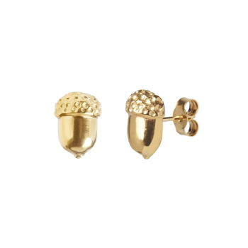 Gold Plated Acorn Earrings Hadrians Wall Path Symbol, 3 of 3