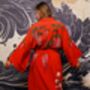 Wisteria And Chrysanthemum Terracotta Embroidered Long Kimono, thumbnail 5 of 12