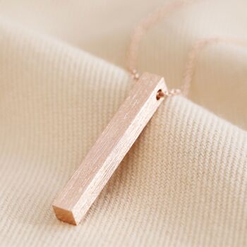 Bar Pendant Necklace In Rose Gold Plating, 2 of 3