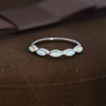 Fire Opal Marquise Ring In Sterling Silver, 3 of 12