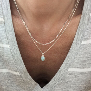 Larimar Oval Gemstone Necklace, 3 of 7
